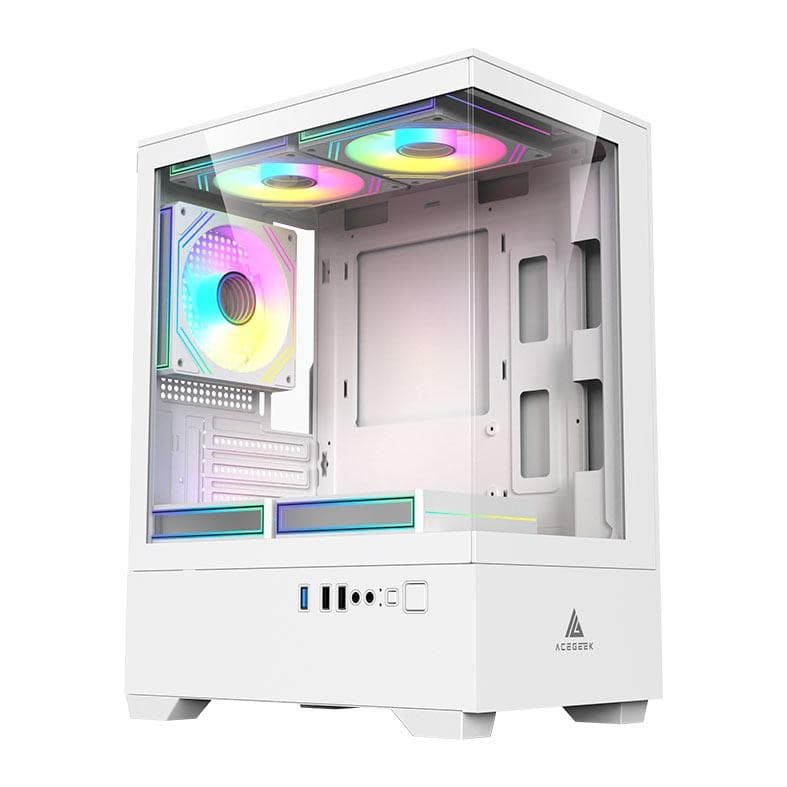 Gabinete Gamer Acegeek Shadow, Mini-Tower, Lateral de Vidro, Branco, AG-SHADOW-WH