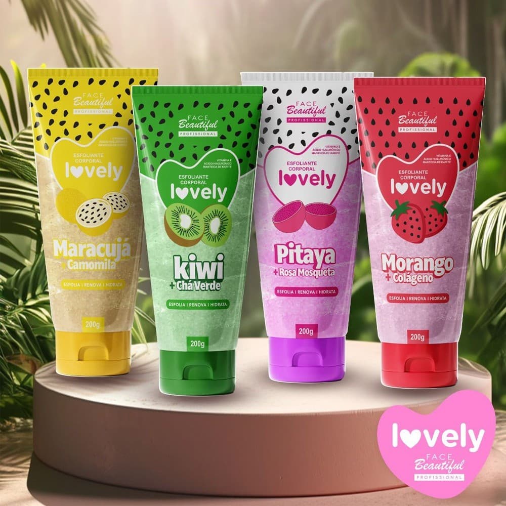 Esfoliante Corporal Lovely Em Bisnaga Face Beautiful 200g Cheirinho de Fruta