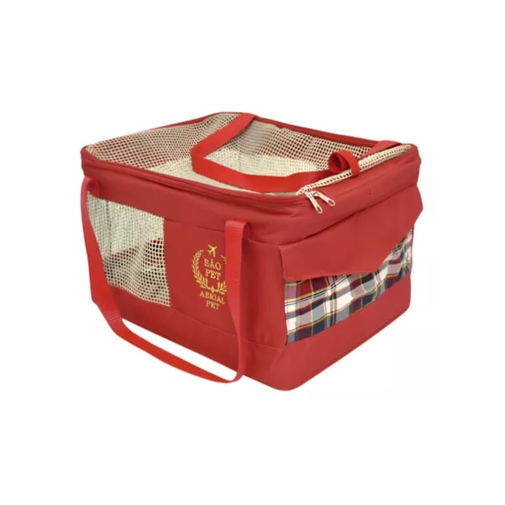 Bolsa Transporte Aéreo Azul São Pet Vermelho 43X31,5X20 CM