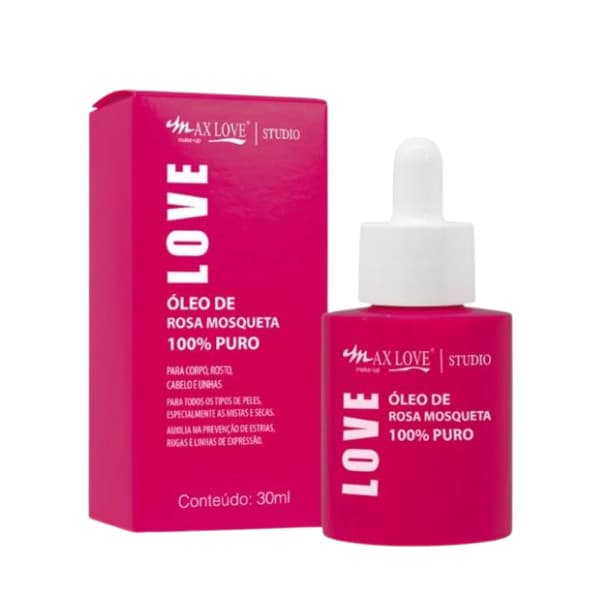 Oleo Rosa Mosqueta Max Love 100% puro original 30ml hidrata regenera todo tipo pele dia noite