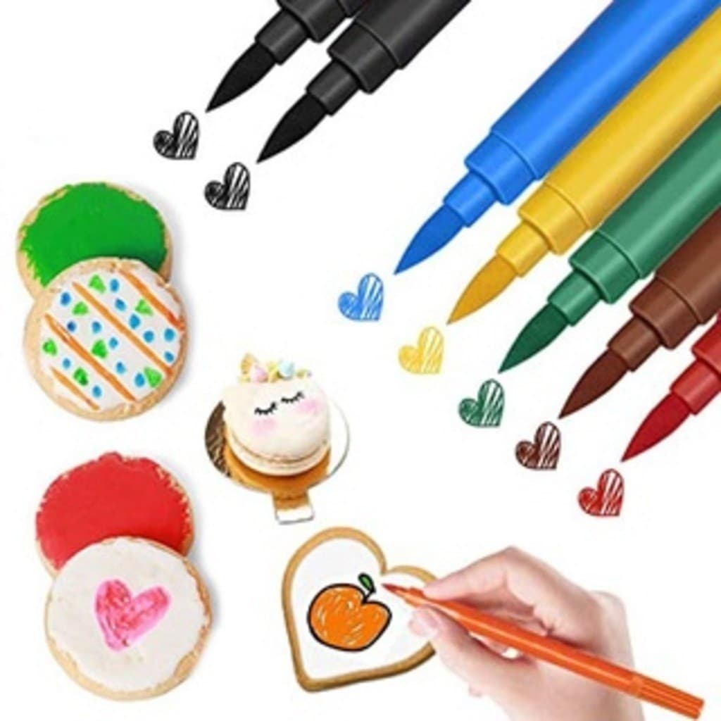Kits de Canetas de Tinta Coloridas e Pretas Alimentícia para Confeitaria e Decoração