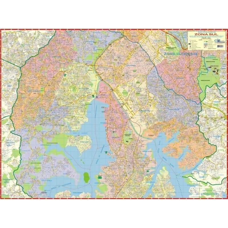 Mapa Geográfico Escolar Gigante Da Zona Sul Da Cidade De São Paulo Bairros e Ruas - Livro Para Estudo Entregas E Turismo