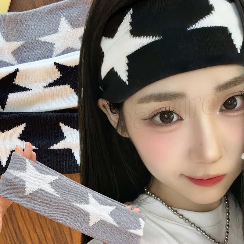 Tiaras De Fitness Estampadas Coreanas – Acessórios De Cabelo De Malha Com Estrelas Faixa Para Treino De Ioga Elasticidad