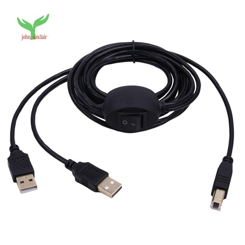 Cabo De Impressora 2 Em 1 USB A Para B Macho Divisor Dois Computadores