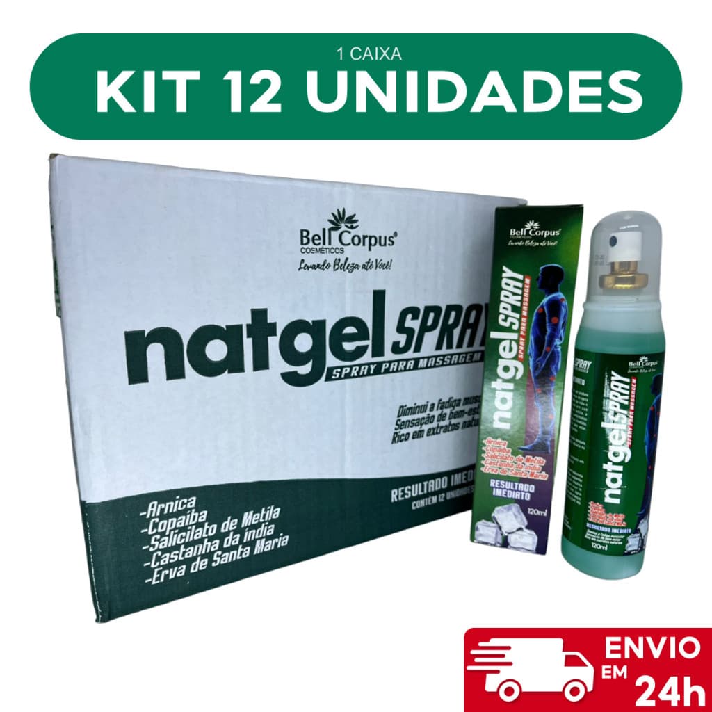 Kit 12 - Gel Massageador Natgel 120g Spray - Bell Corpus