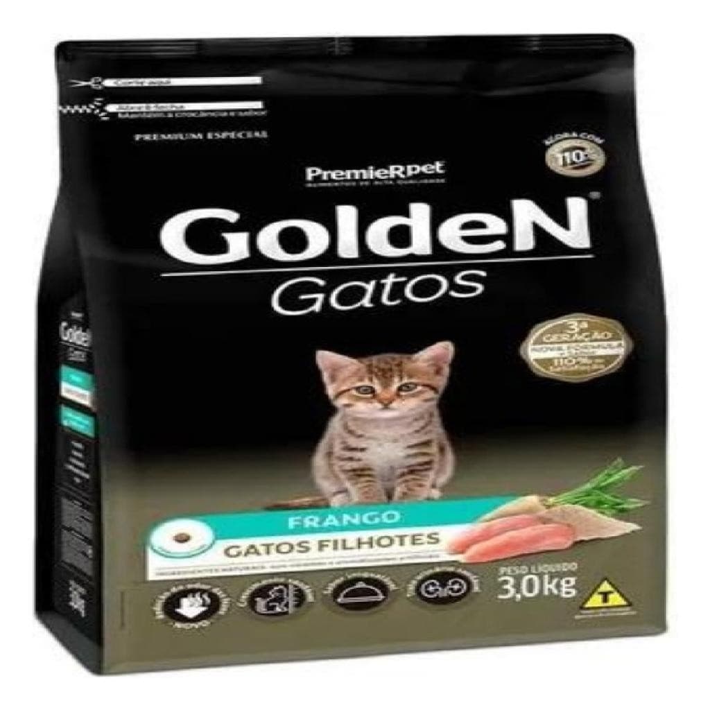 Ração Golden Gatos Filhotes Frango 3 Kg