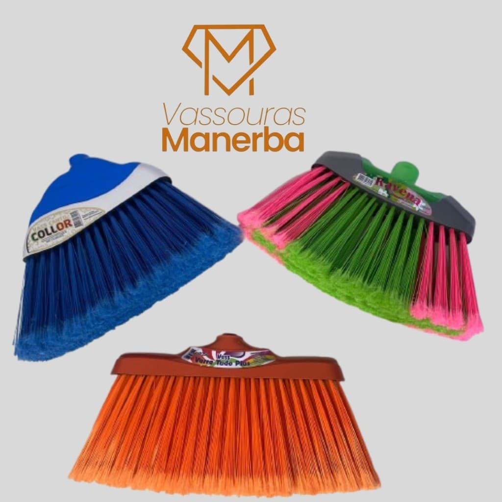 KIT 3 VASSOURAS - RAVENA + CANTO COLLOR + VARRE TUDO PLUS (SEM CABOS)