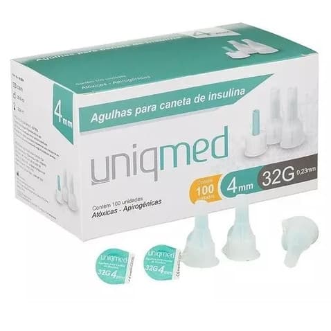 Agulha Para Caneta De Insulina 4mm x 32g UNIQMED