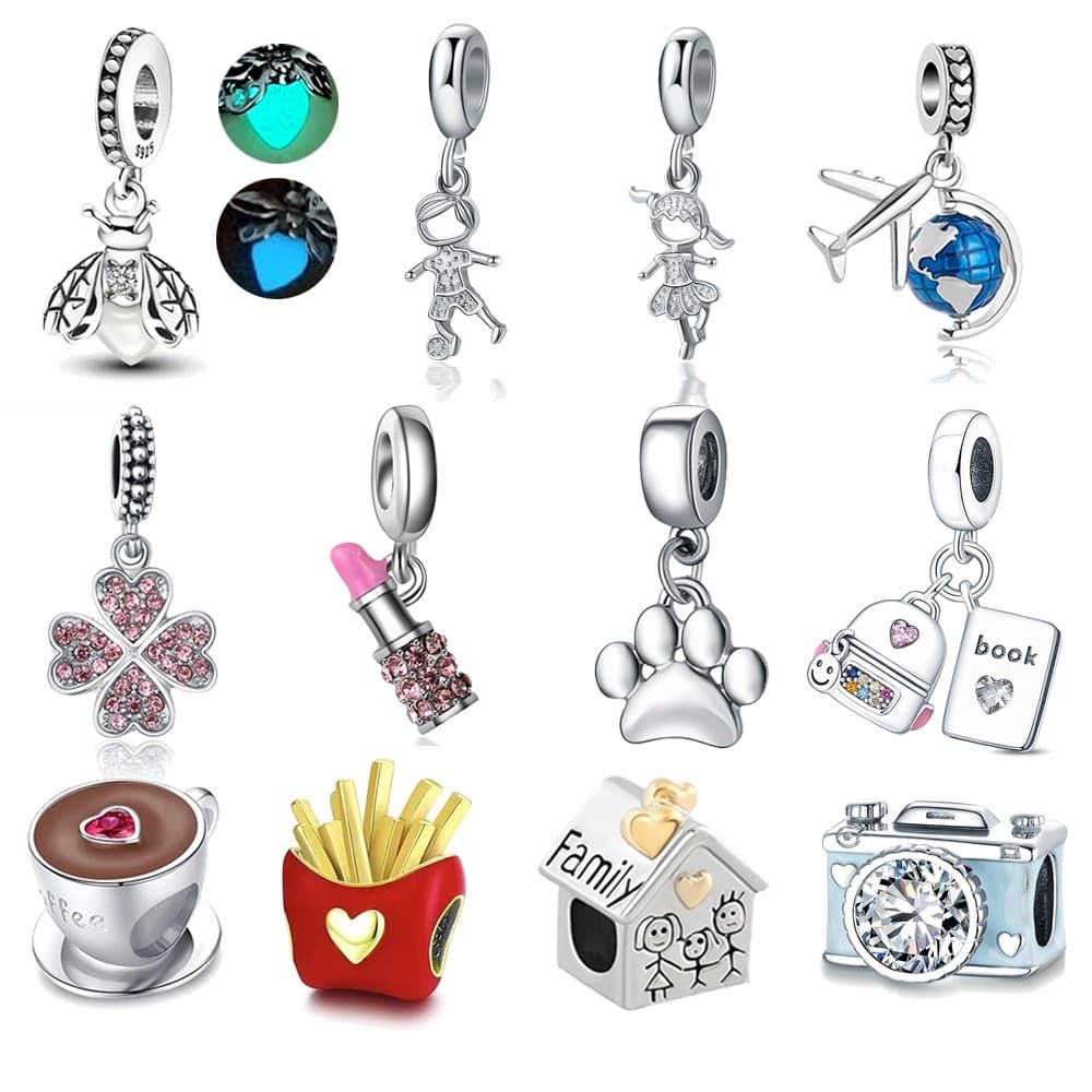 Berloque Prata 925 Dangle Charms Encantos Vagalume Luz noturna Amuletos Firefly Pingente Charme Joias Para Pulseira