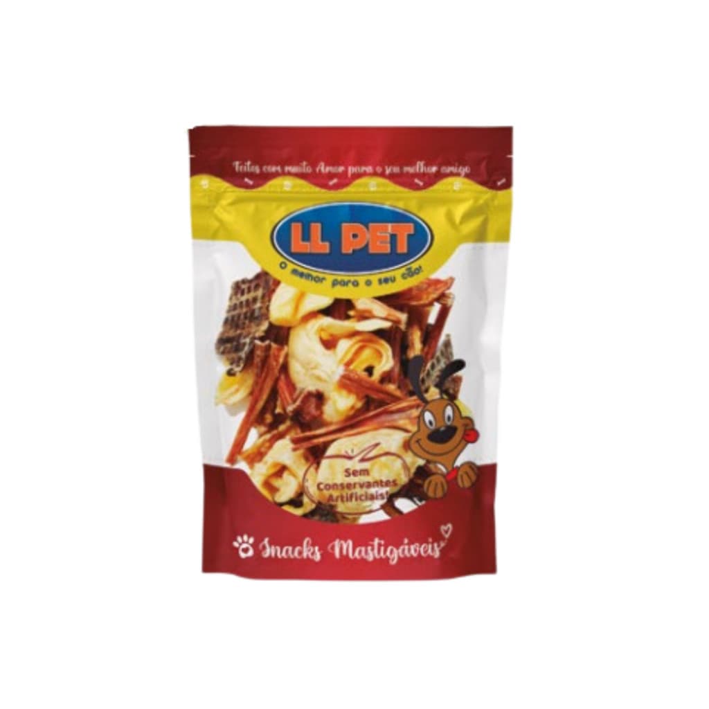 Petisco Para Cães Natural Saudável Misto Bovino ( Bexiga, Esôfago e orelha desidratados) LL Pet 100g