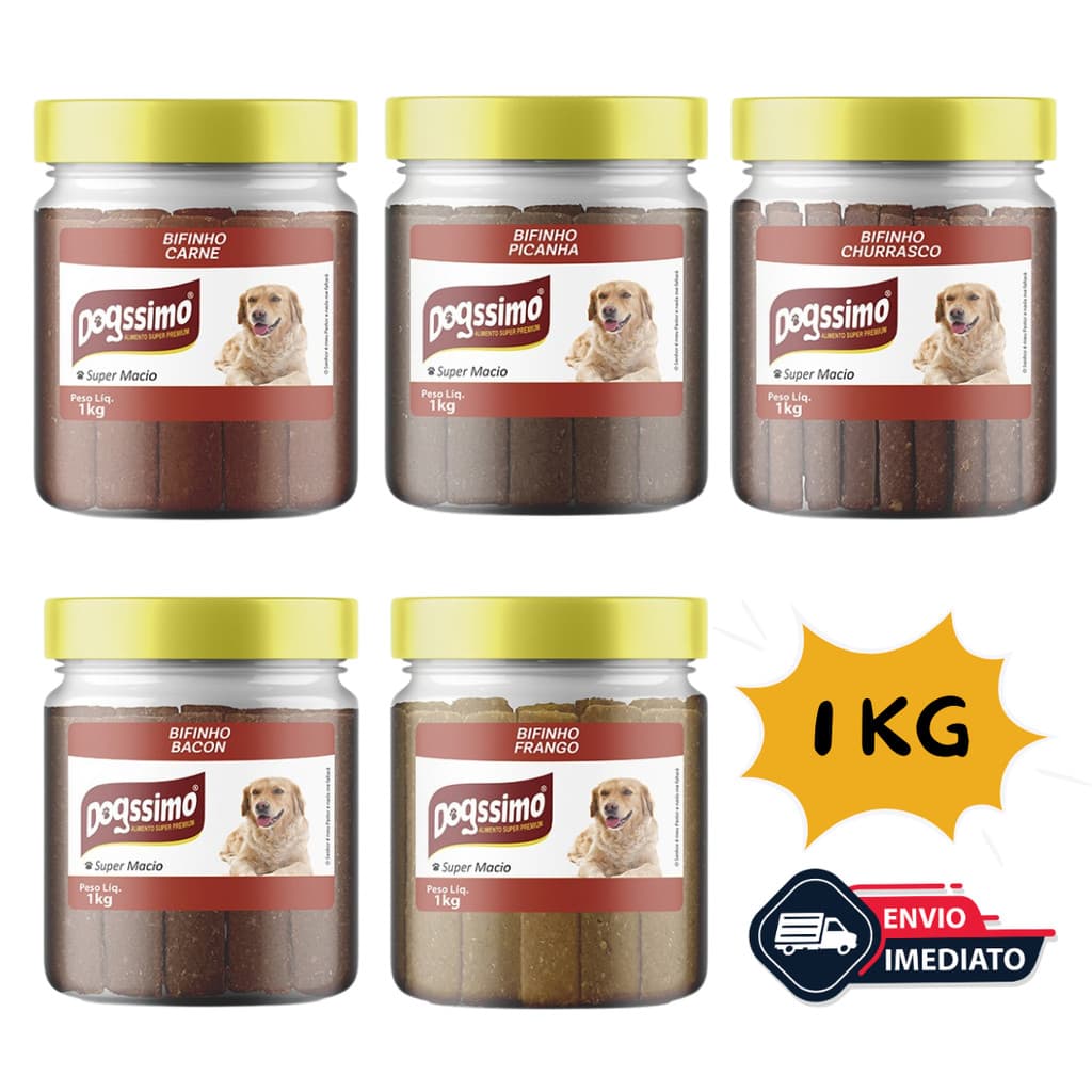 Bifinho 1 e 2 Kg DOGSSIMO Petiscos Delicioso para Cachorro Super Premium