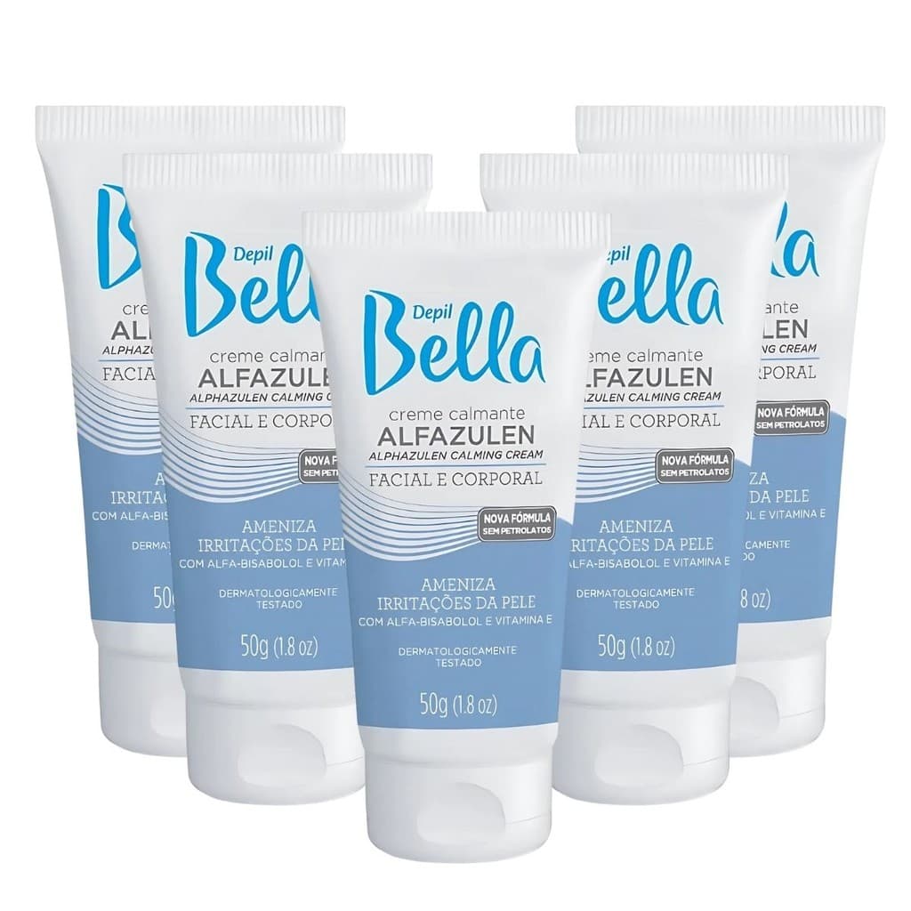 Kit 5 Unidades De Creme Calmante Alfazulen Pós Depilação Depil Bella 50 g