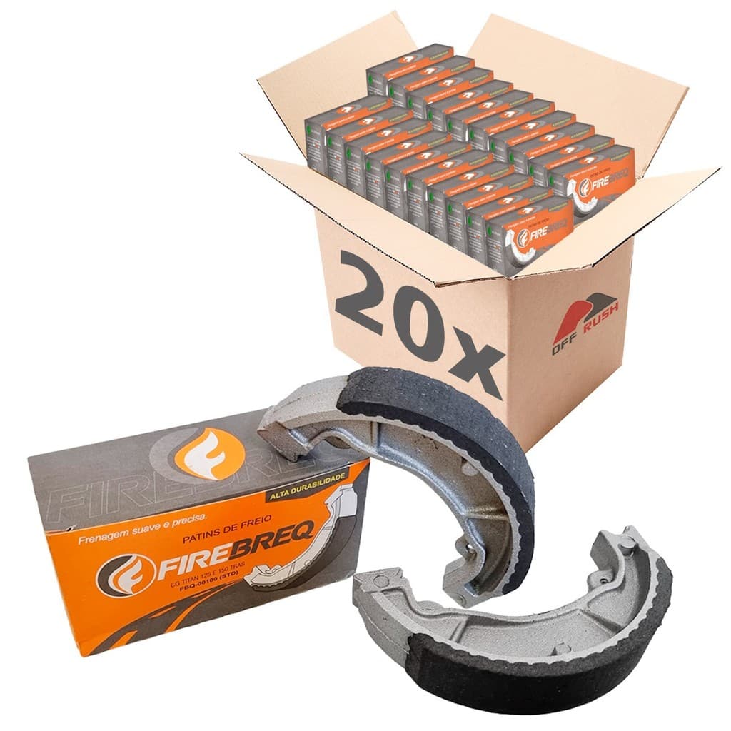 Kit 20 Patins Lona Firebreq para Titan, Fan, Biz, Bros 125/150/160, 0,25 a 1,00