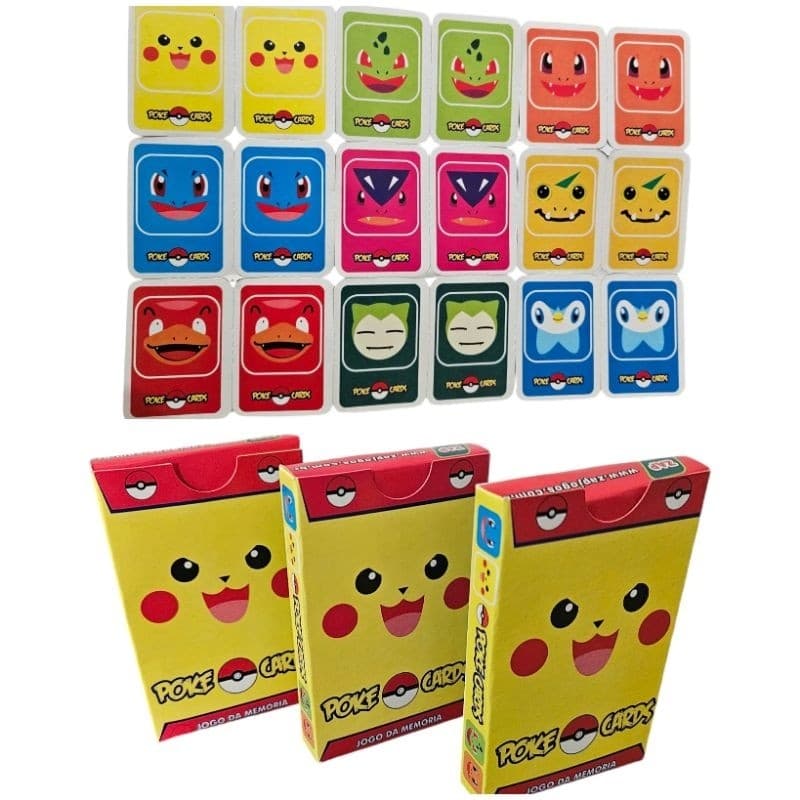 JOGO DA MEMORIA POKE CARDS BRINQUEDO INFANTIL FESTAS Material do Jogo: PAPEL    tamanho aproximado da caixa: 9,5x6 cm