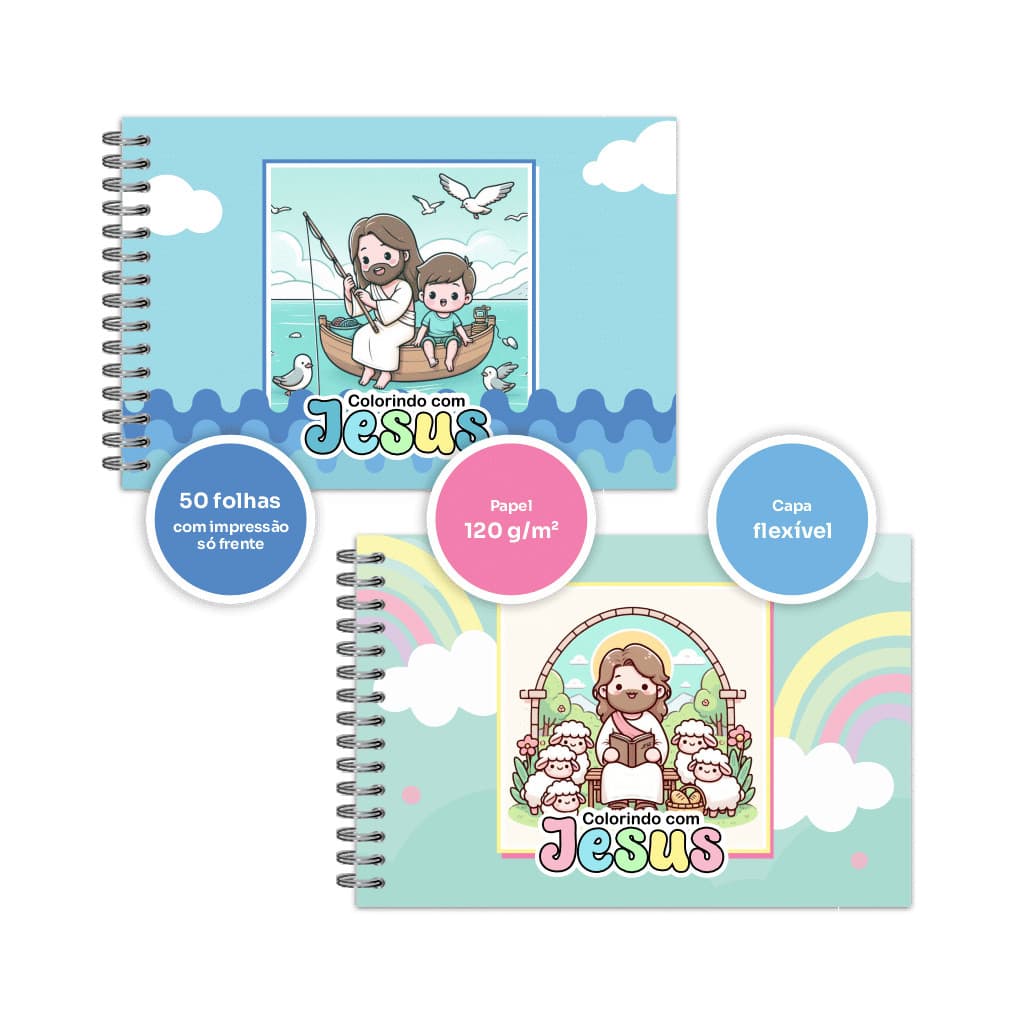Livro para colorir Jesus Cristão 50 páginas capa flexível