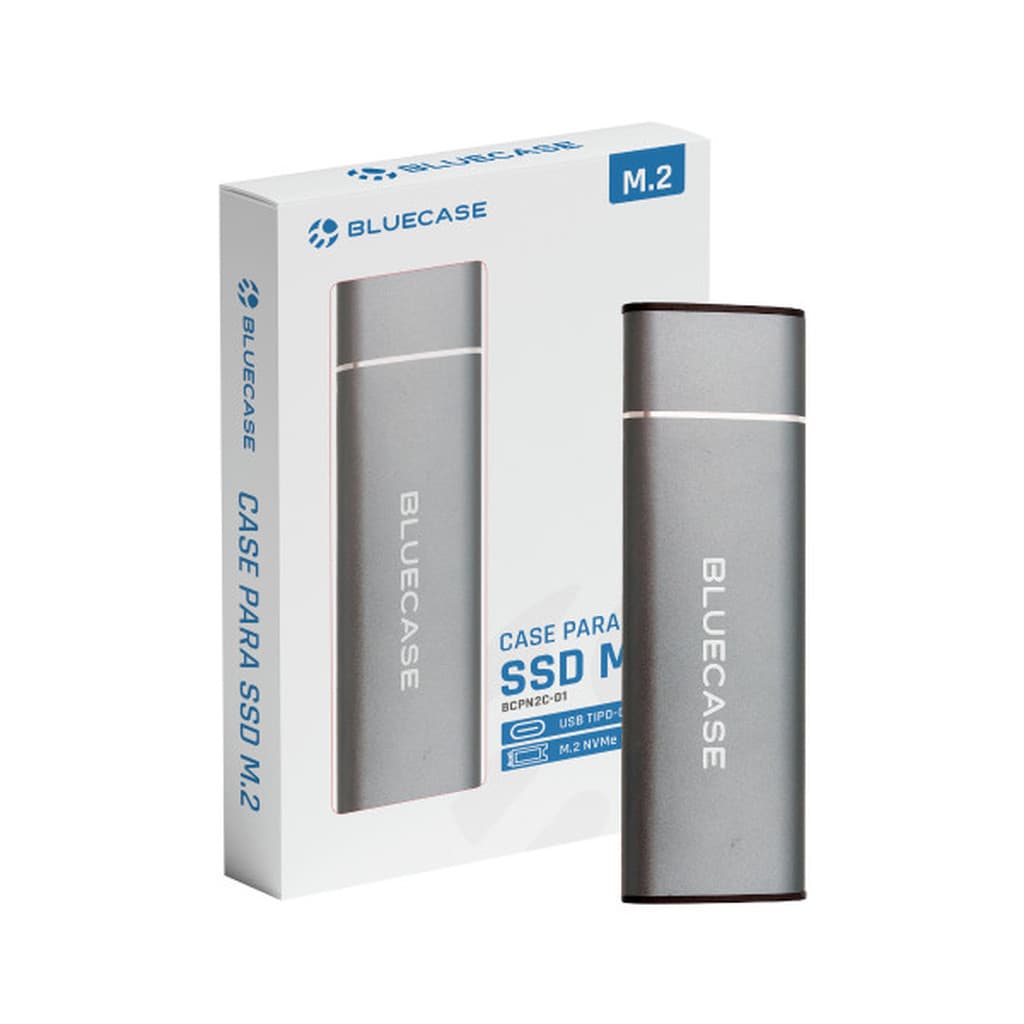Case para SSD Bluecase M.2 Nvme  PCI-E Cinza USB-C  10GB/S