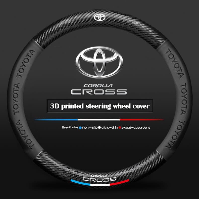Toytoa Corolla Cross Luxo Couro Fibra De Carbono Capa De Volante Confortável E Antiderrapante Acessórios Interiores Do C