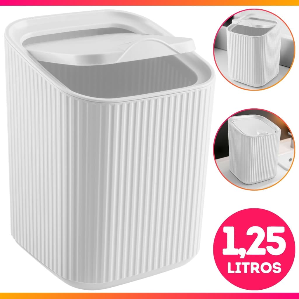 Lixeira De Cozinha Escritório Banheiro 1,25L Tampa Design Moderno
