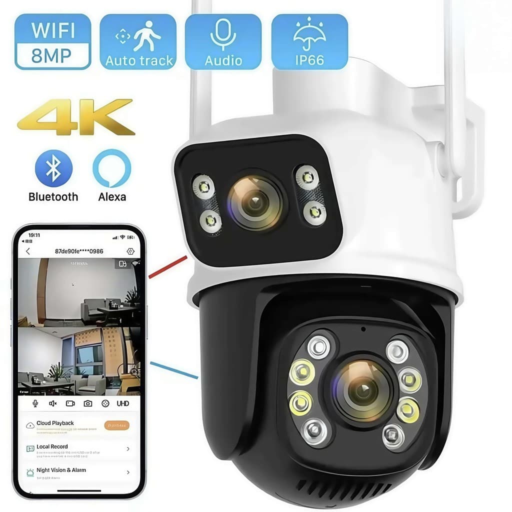 Câmera De Segurança A28B Dupla Compatível Com Alexa Wi-Fi Smart IP66 App ICSEE Envio Imediato