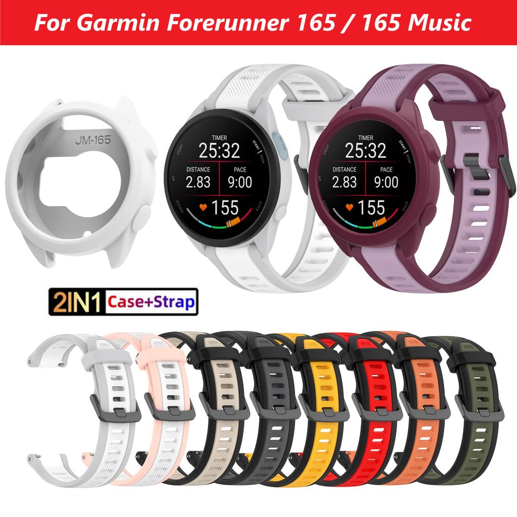 Pulseira De Silicone + Protetor De Tela De Capa Para Garmin Forerunner 165/165 Música De TPU Macia Substituição De Smart