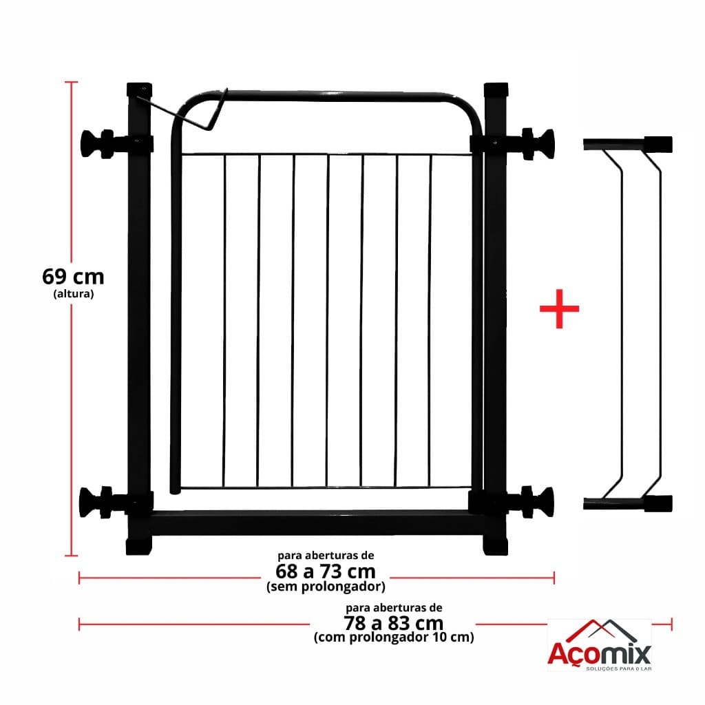Portão Pet Grade Aramado Pro! Proteção Para Cães Portão para Bebes Segurança Para Crianças Com Extensor de 10cm