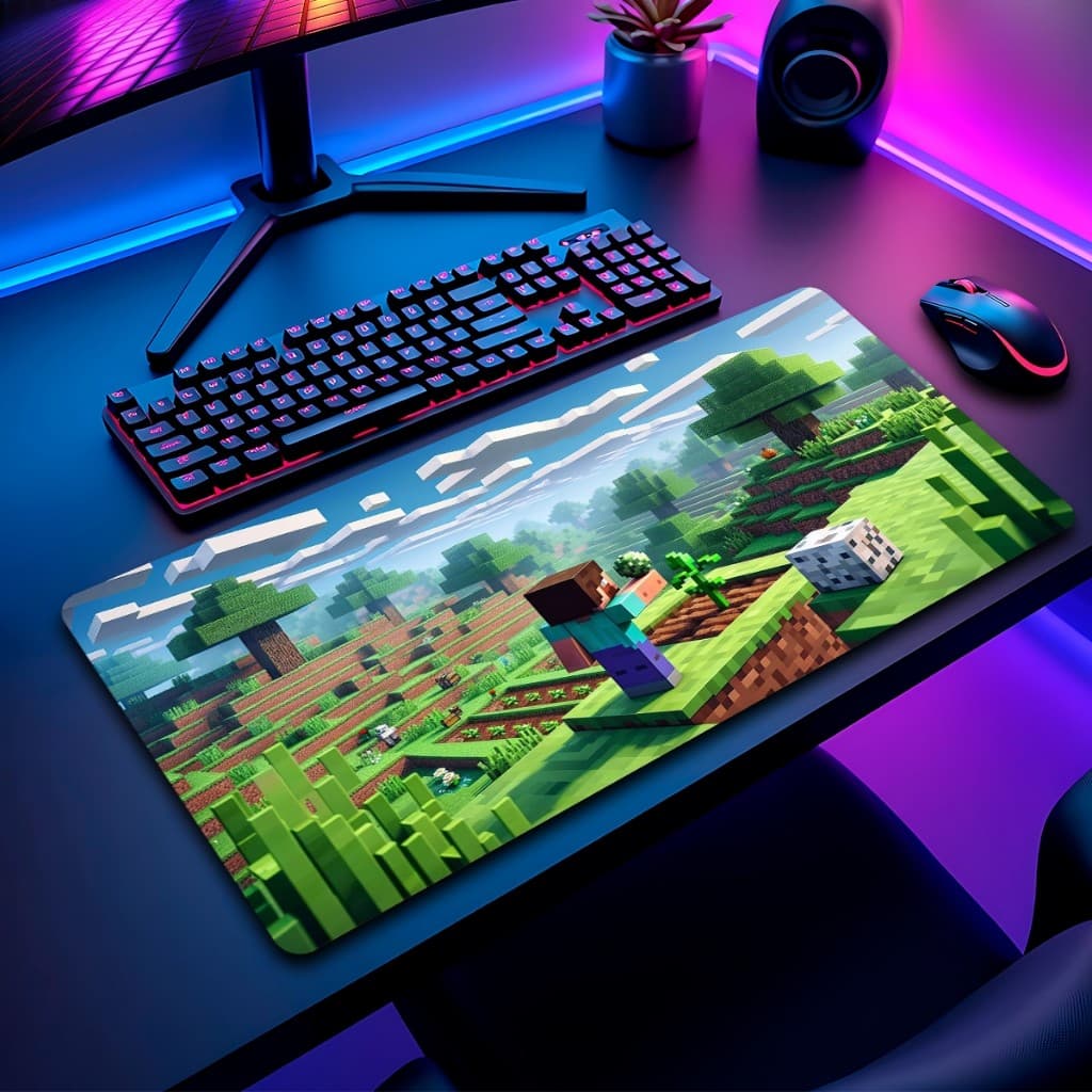 Mouse Pad Minecr Gamer Antiderrapante Grande Diversas Estampas Personalizado 70x35cm