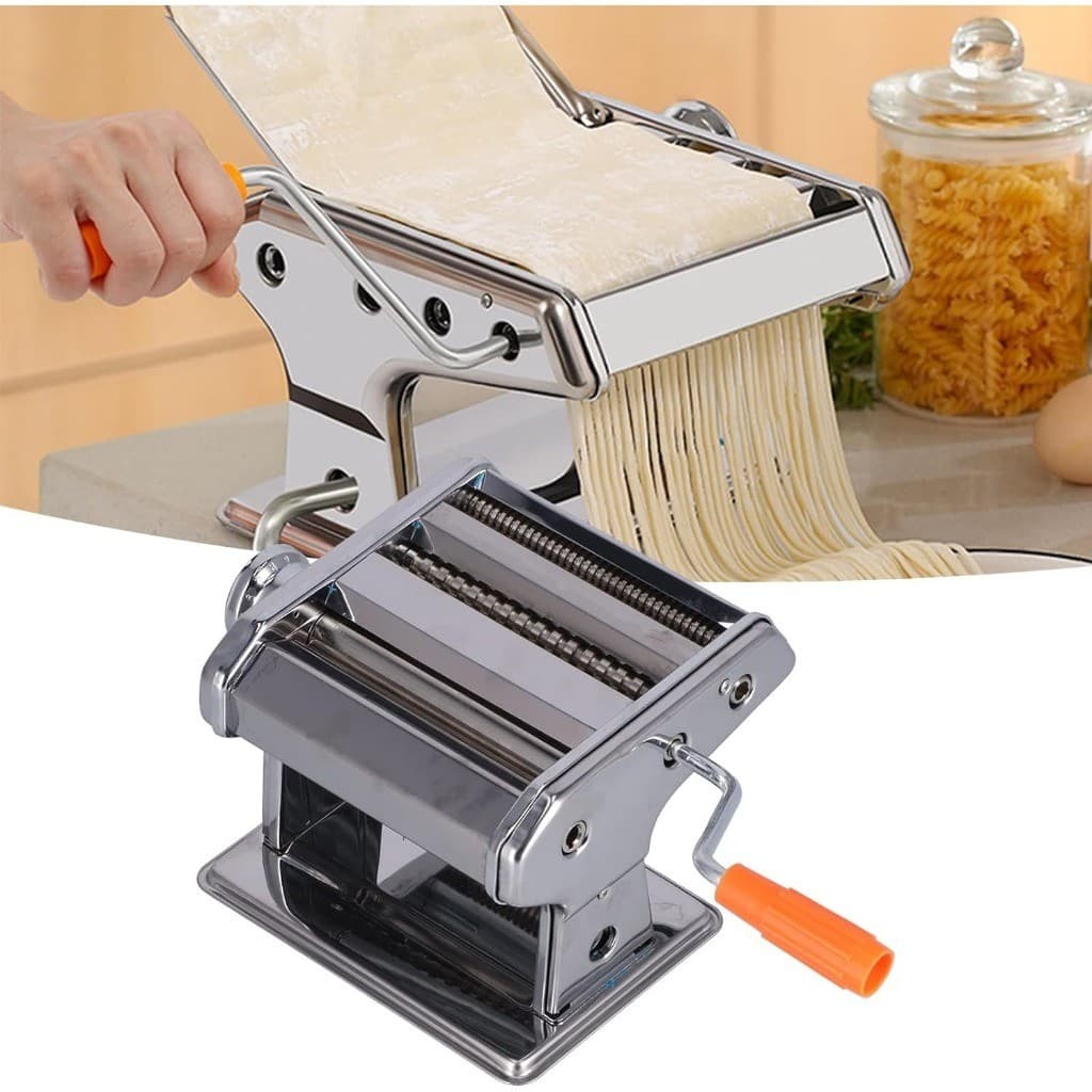 Maquina Macarrão 3 Massas Caseira Manivela Cilindro Inox Corta Massa Pastel Lasanha Fettuccine