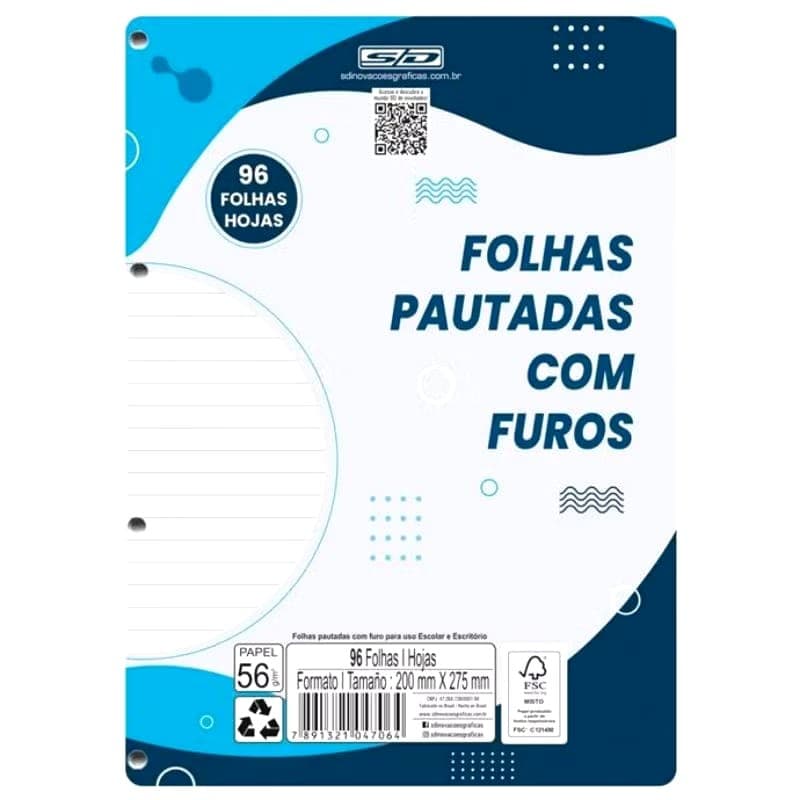 Bloco Fichário Universitário Pautado São Domingos 96 folhas
