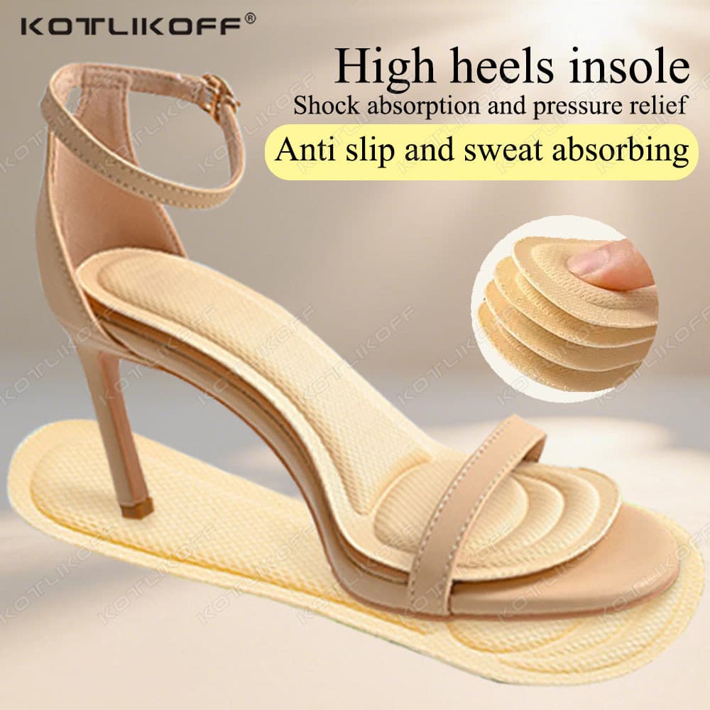 Sandália Autoadesiva Feminina/Salto Alto Antiderrapante Respirável Absorvente De Suor Espessamento Almofada De Sapato De