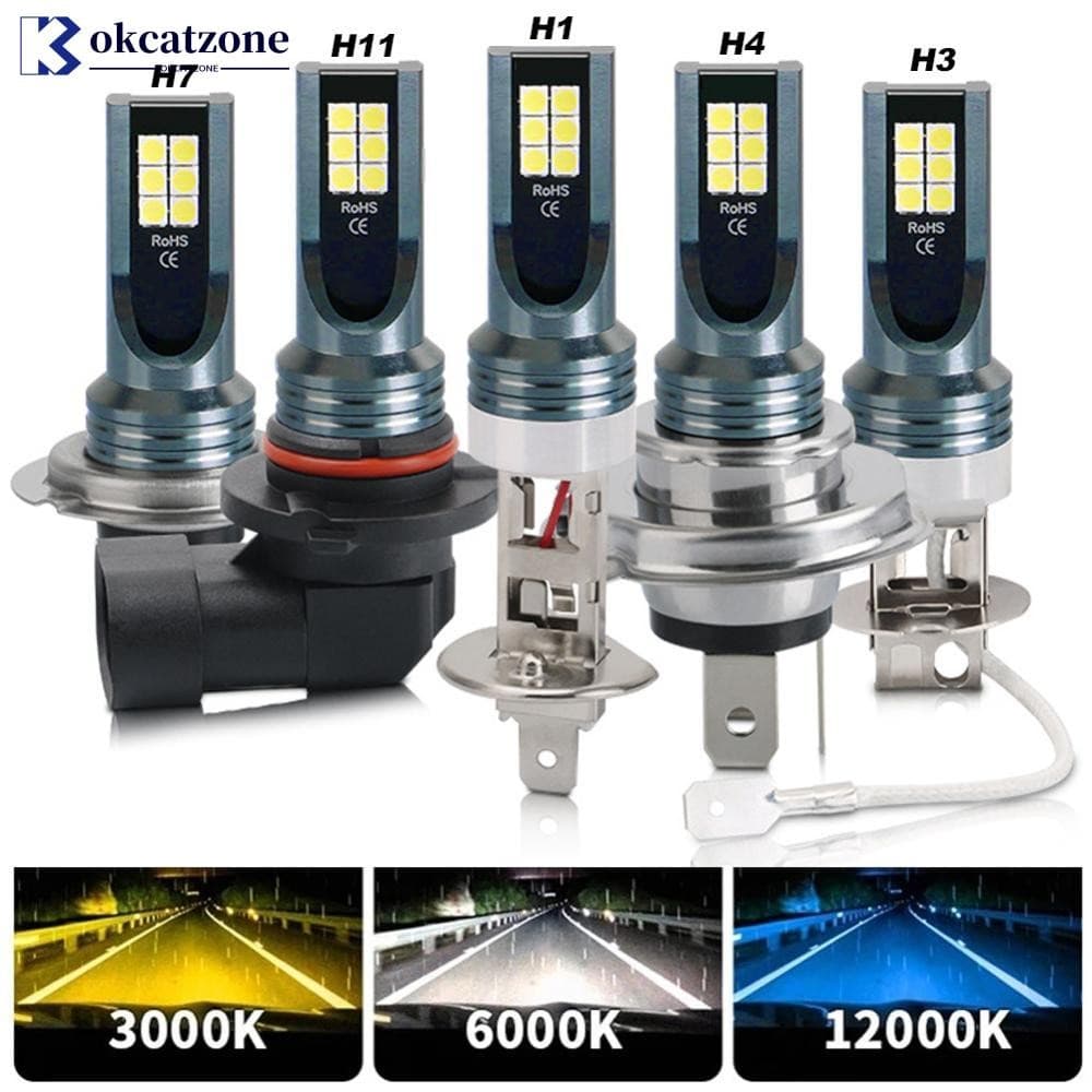 OKCATZONE 12V 6000K Carro LED Farol De Nevoeiro Lâmpadas H4 H7 H11 H8 H9 H1 H3 9005 9006 Hb3 Hb4 Condução Automática Cor