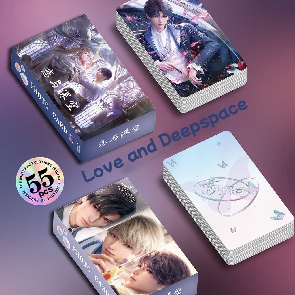50-55pcs Manga Manhwa Love And Deep Space Light and Night Laser Holographic Lomo Cards EVOL×LOVE Photocards Sylus Xavier Zayne Osborn Sariel Evan Hologram Postcards cheap items CX