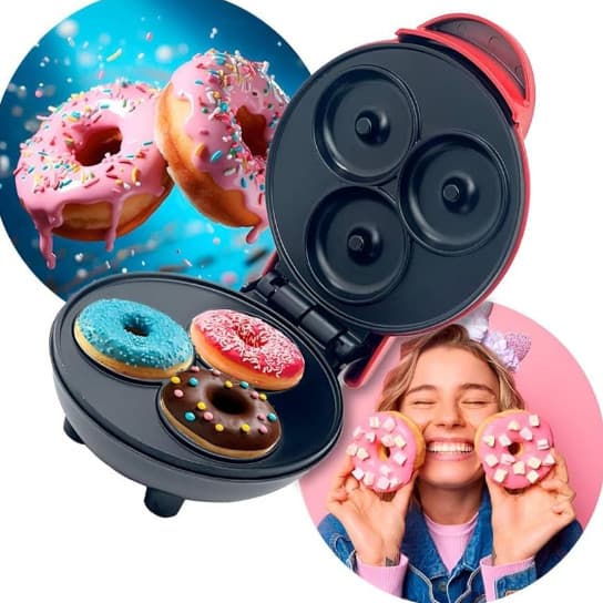Mini Donuts Rosquinhas Máquina 110v 220v Café Da Manhã 3 Furos Automático
