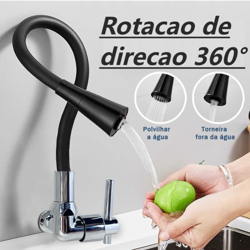 Torneira Gourmet Flexível Cozinha Pretomesa Parede Cobre Banhado a Preto Duplo Jato Cone 1/4 de Volta (Cobre)