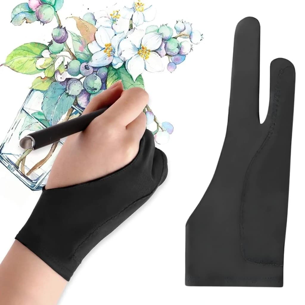 Luva Desenho 2 Dedos para iPad Tablet Wacom Anti Toque Profissional Artista Digital Ambidestra