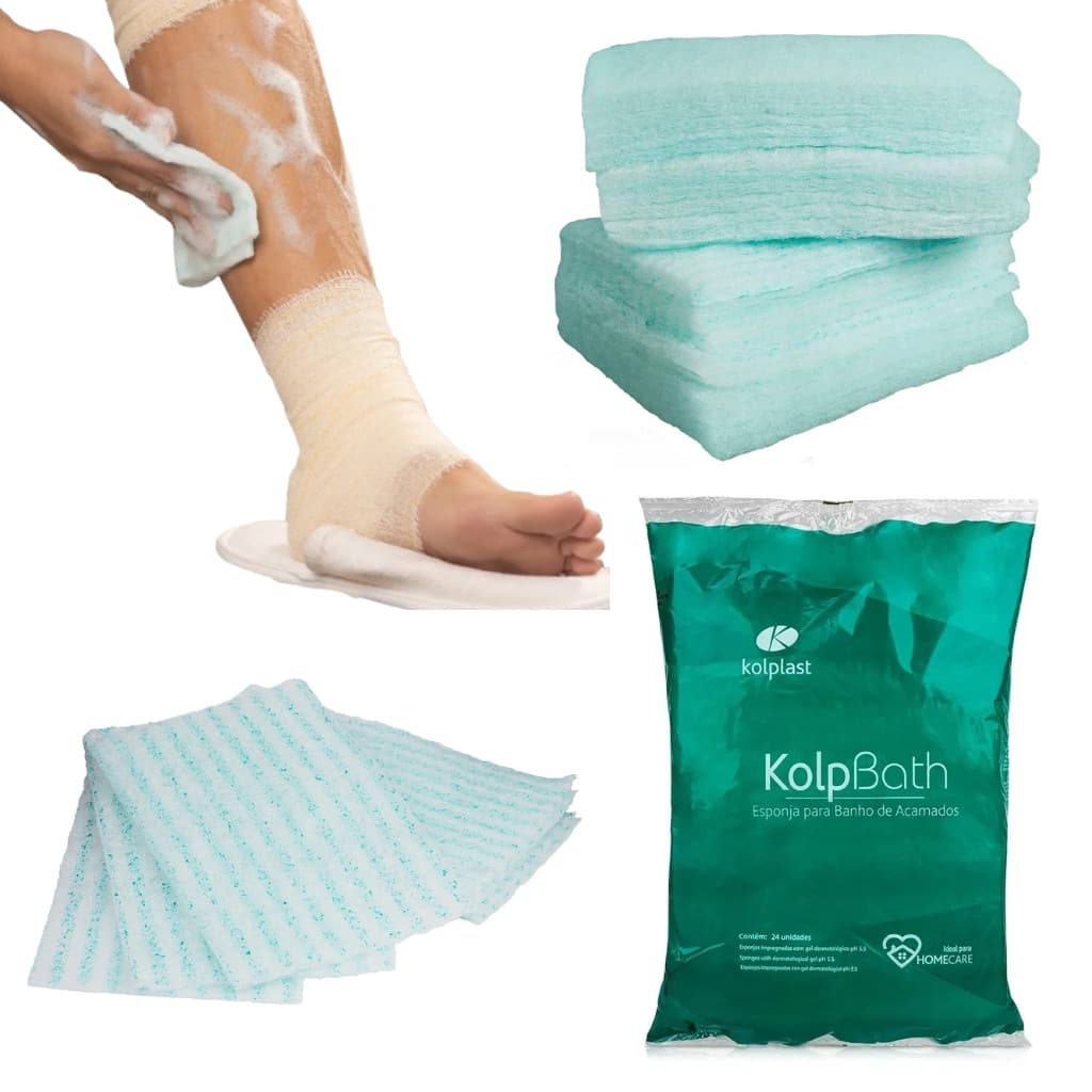 Esponja Para Banho de Acamados Sem Enxágue Kolpbath - Pacote com 24 Unidades