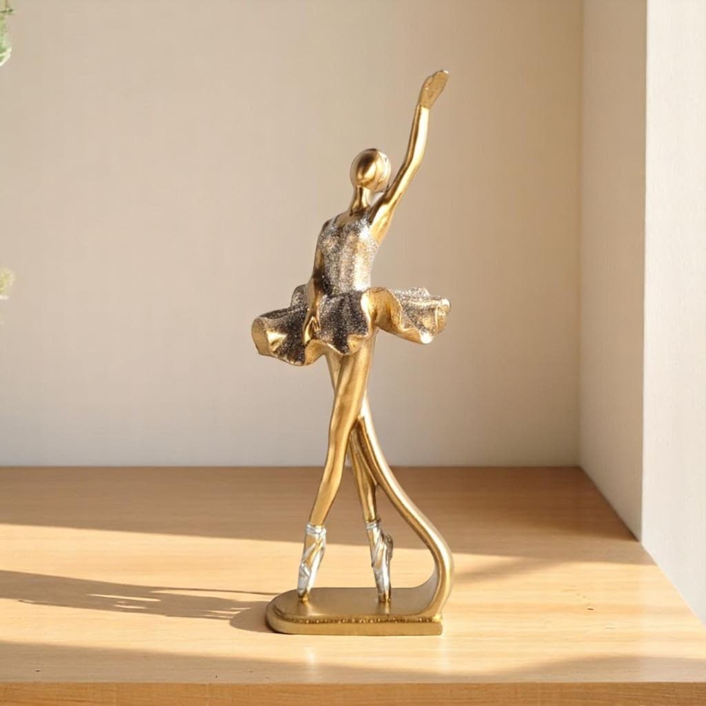 Estatua de Bailarina classica Dourado com glitter estatueta decorativa enfeite balé