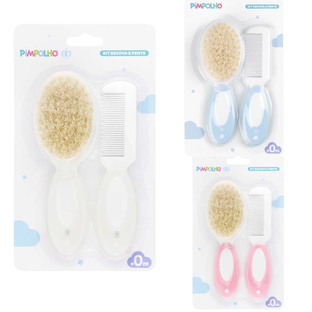 KIT PENTE E ESCOVA DE CERDAS NATURAIS P/BEBE