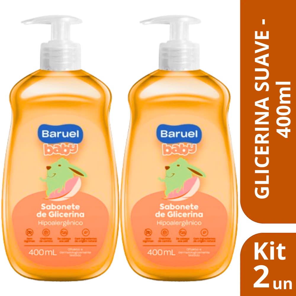 Kit 2 Sabonete Líquido Glicerina Suave 400ml - Baruel Baby