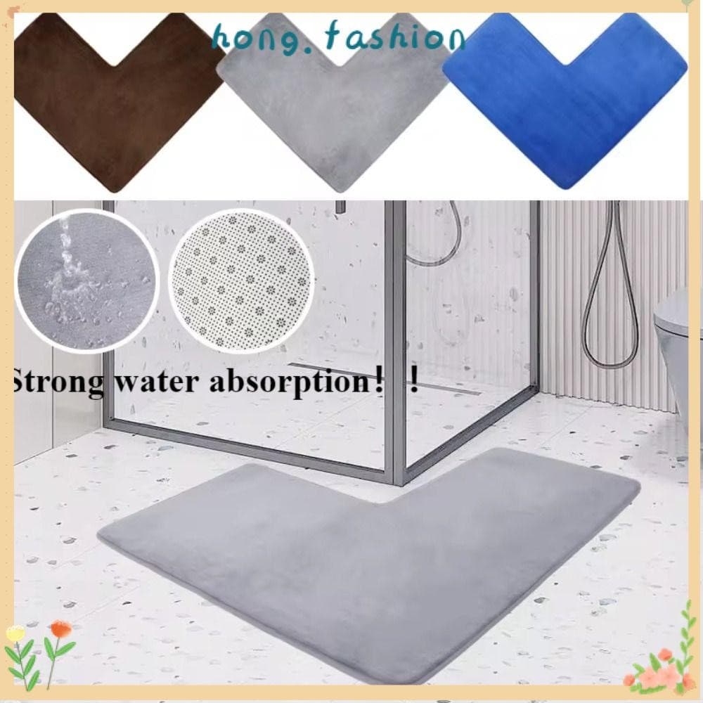 Tapete Em Forma De L HONGFACC , Para Banheiro De Canto Antiderrapante De Lã Coral , Macio