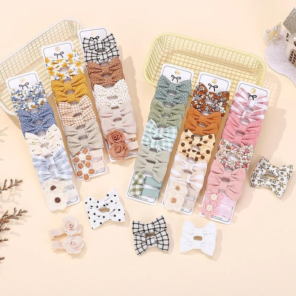 Laços De Bebê 2025 Spring10 Pçs/set Tecido Artesanal Impresso Barrette Boutique Mini Franja Arco Grampo De Cabelo Ins Ma