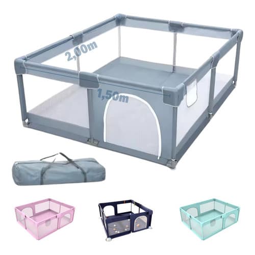 Cercadinho Desmontável Infantil Criança Bebê Chiqueirinho Grande 2,0x1,5m Portátil Grade Tela De Proteção Fácil Montagem