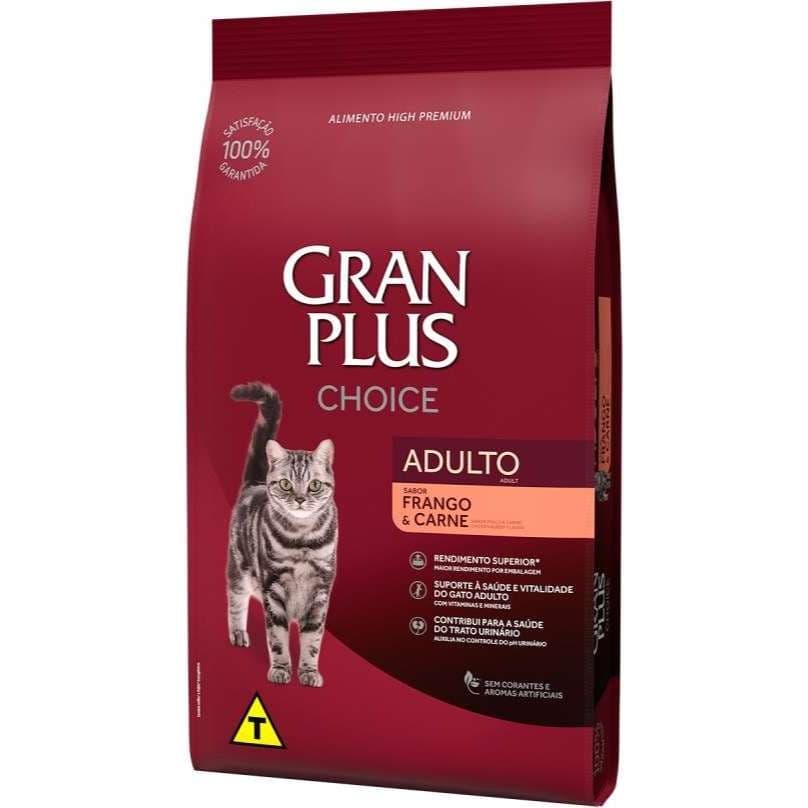 Ração para Gatos Gran Plus Choice 10,1kg - Sabores Carne e Frango, Nutrição Completa
