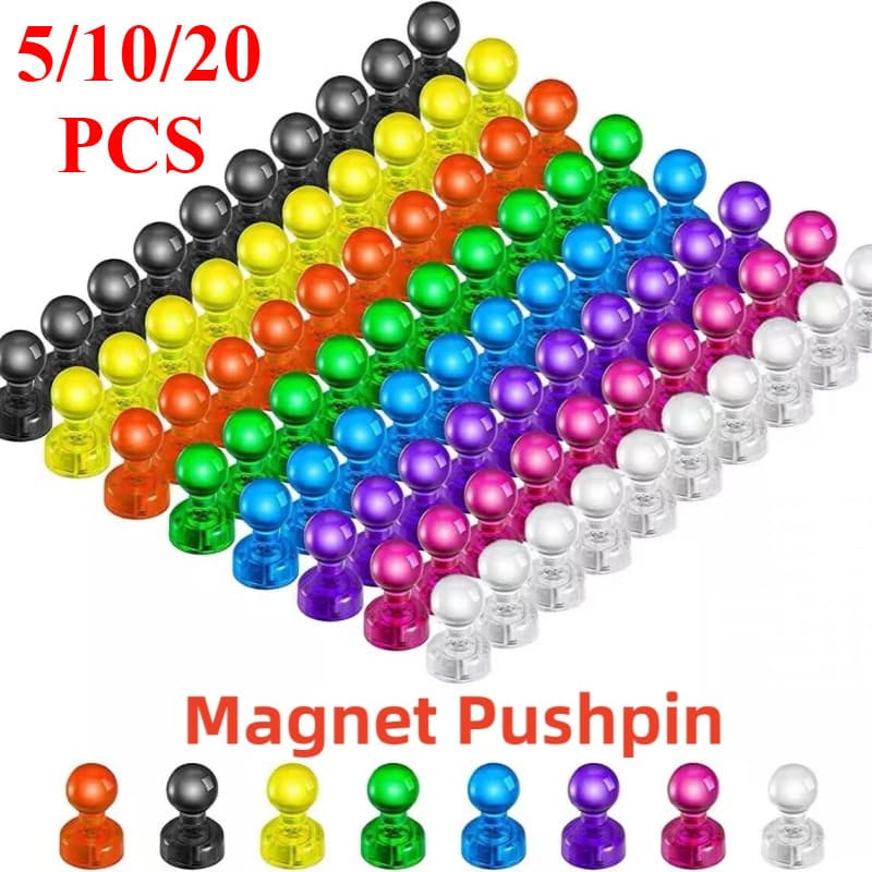 5/10/20 Unidades Coloridas Material De Escritório Ímãs De Percevejo Cones Adesivo De Geladeira Com Alfinete De Pressão