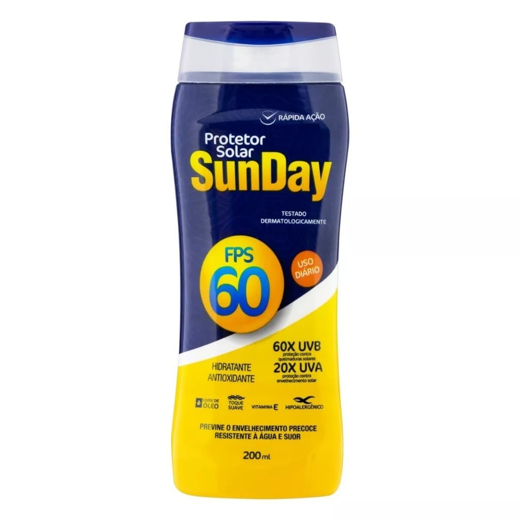 Protetor Solar FPS 60 200ml SunDay Nutriex - Proteção Para Sua Pele