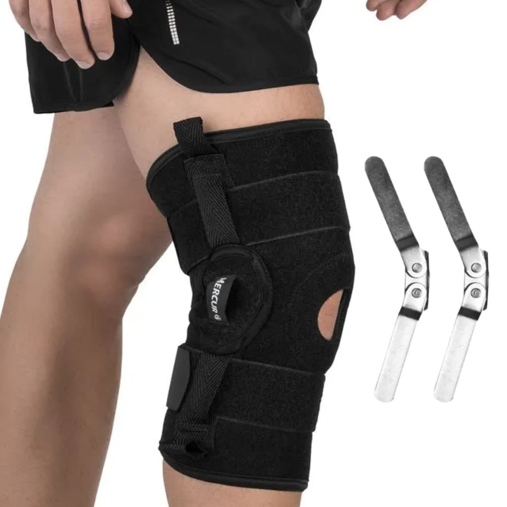 Joelheira Mercur Articulada Compressão com Dobradiças Metalicas Lesão Menisco Cruzado Artrose