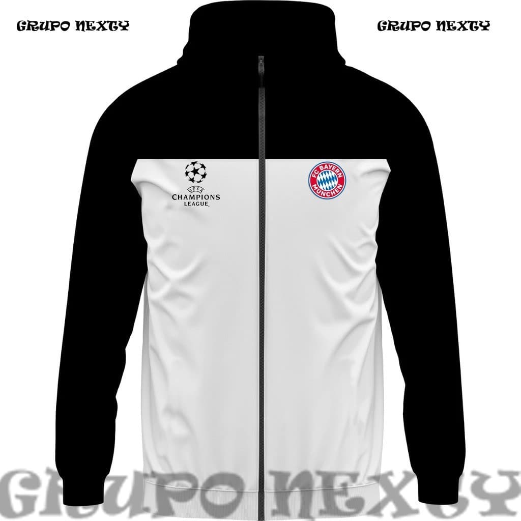 Corta Vento FC Bayern München liga Dos Campeões Champions Casaco Blusa De Frio Masculina Manga Longa Capuz Jaqueta Preta