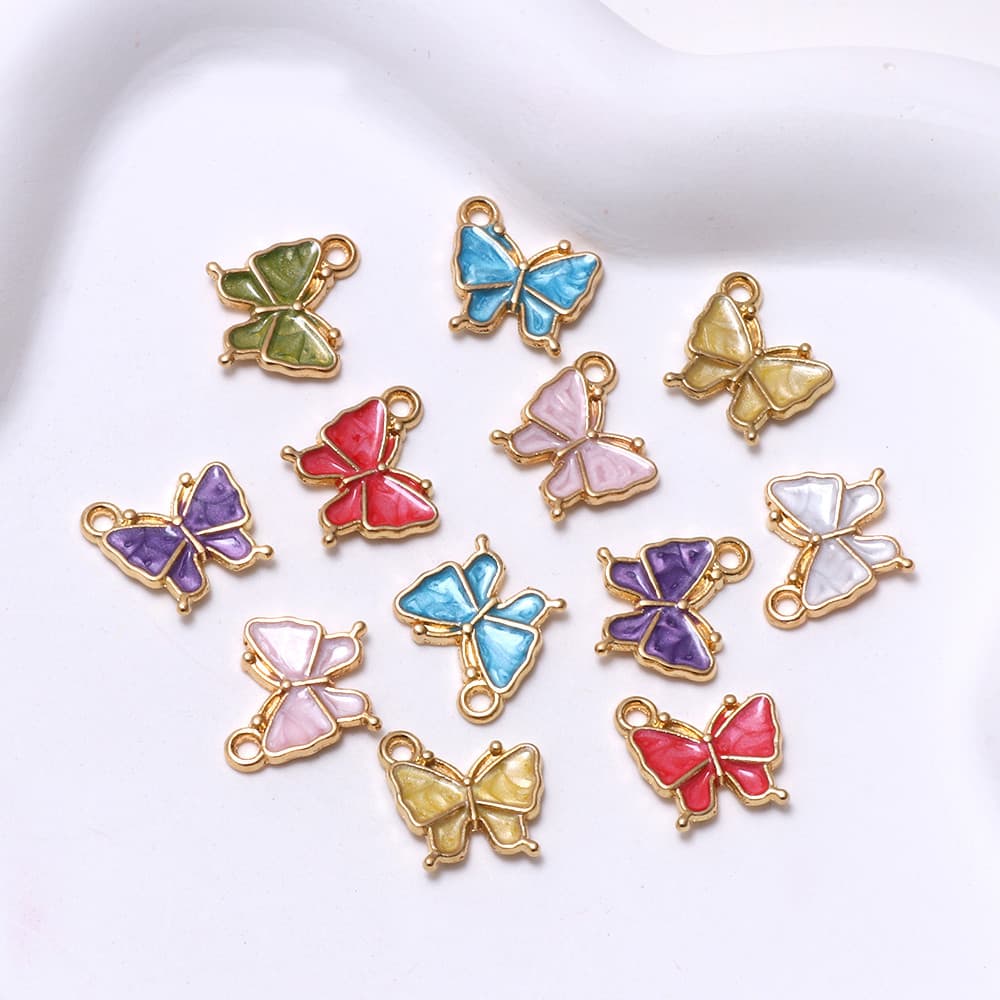 10 Pçs Gotejamento Liga De Óleo Pingente Borboleta Colar Artesanal DIY Material Acessórios