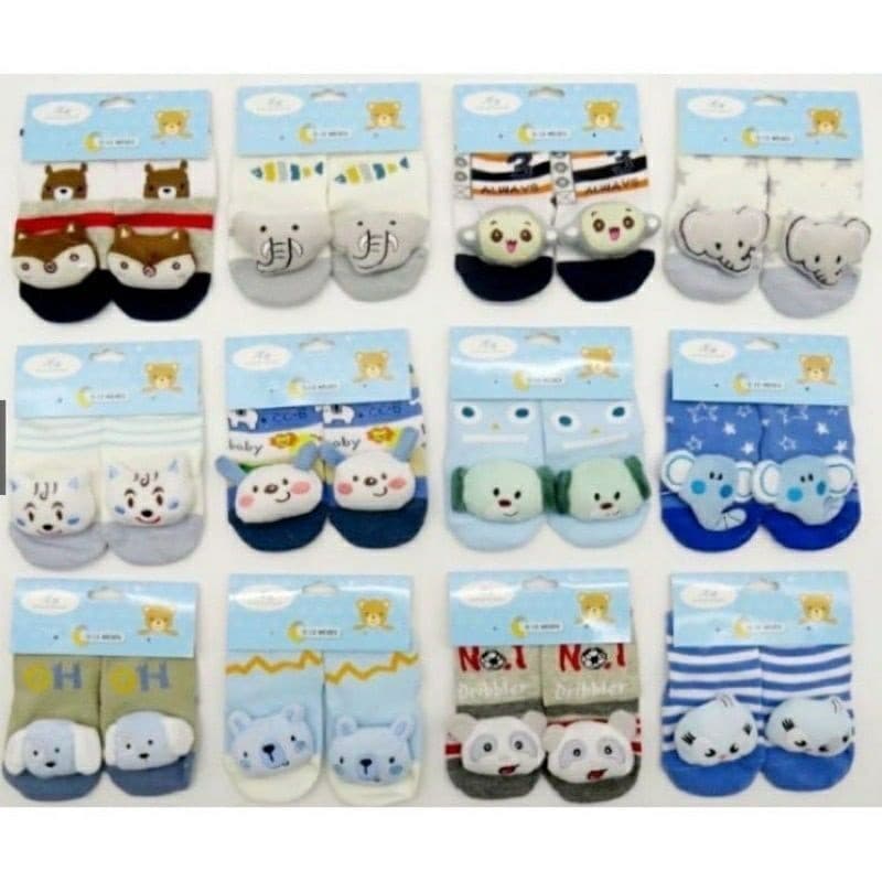 Kit 3 Meia 3d Infantil Com Chocalho Menino E Menina