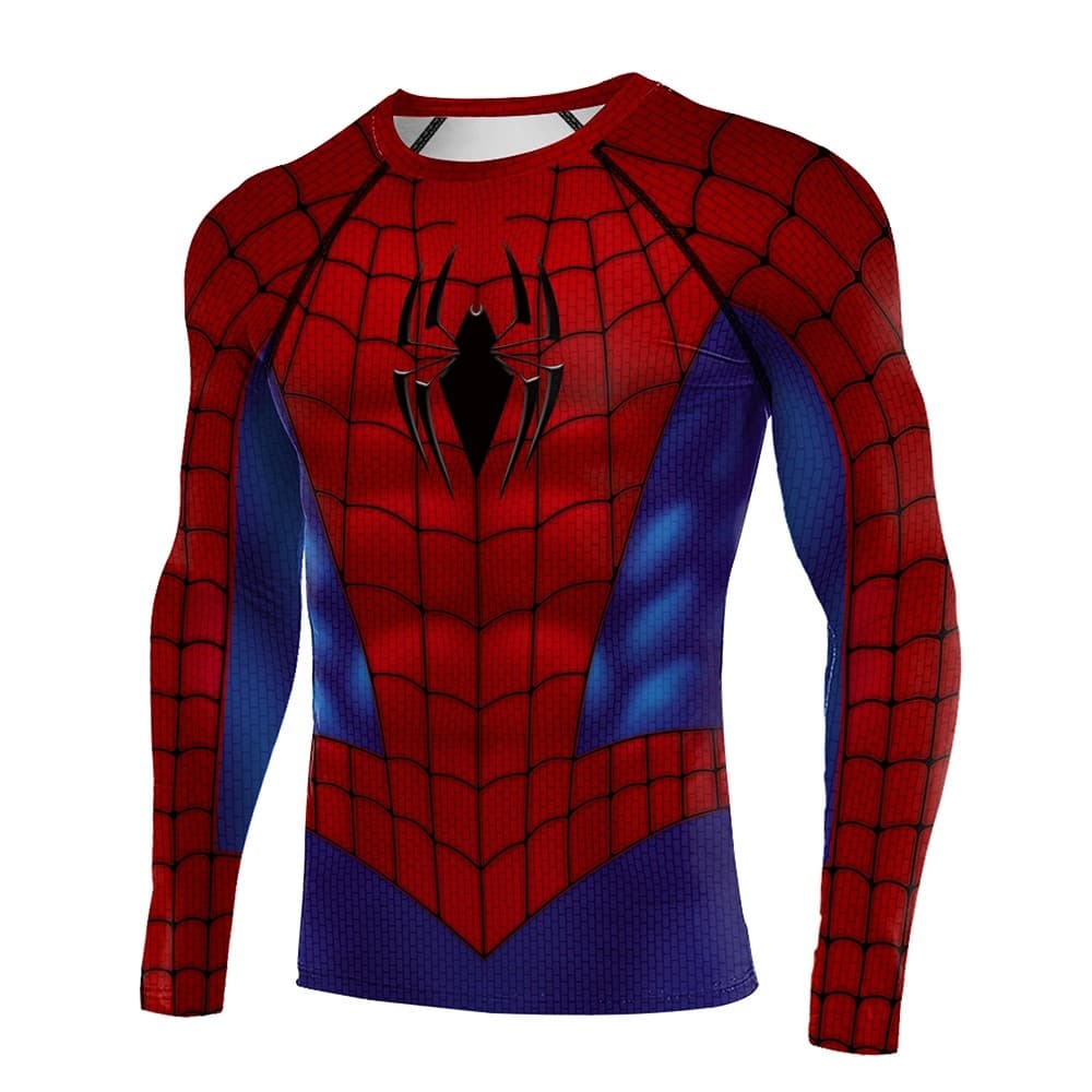 Camiseta De Manga Comprida Masculina 3D Impresso Marvel Homem-Aranha Terno De Treinamento Esportes Fitness Respirável Ro