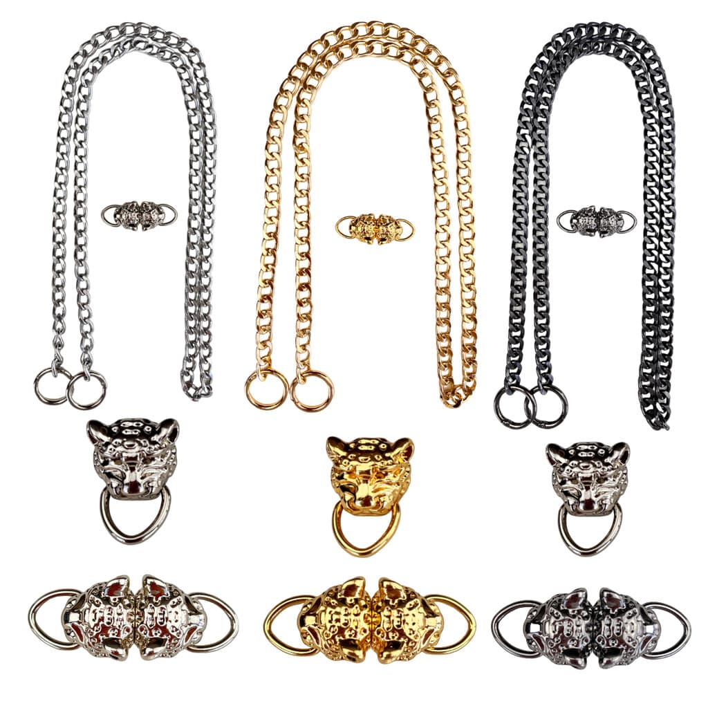 Kit Alça Corrente + Fecho Tigre Bolsa Feminina Transversal